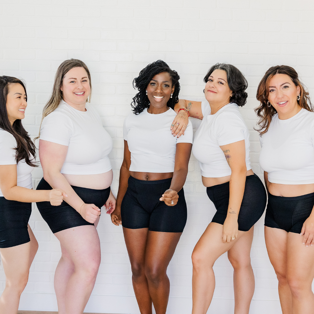 Group of women wearing period boxers